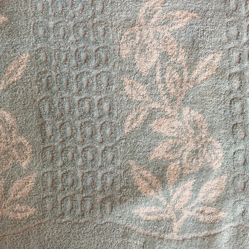 Vintage Cannon pastel blue floral textured two tone bath towel